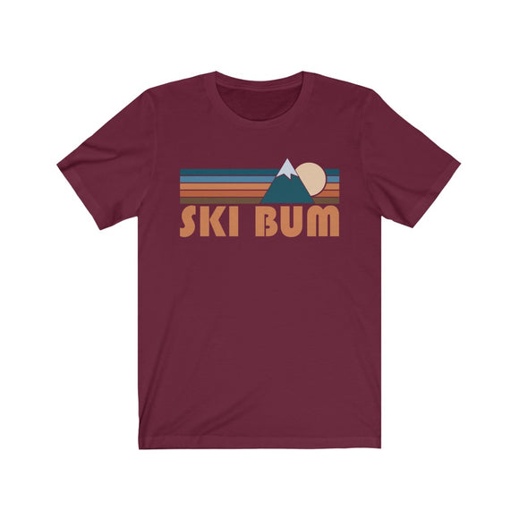 Ski Bum T-Shirt - Retro Mountain Adult Unisex Ski Bum T Shirt