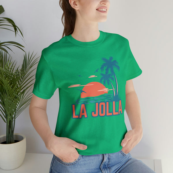 La Jolla, California T-Shirt - Retro Palm Tree & Beach Unisex La Jolla Shirt