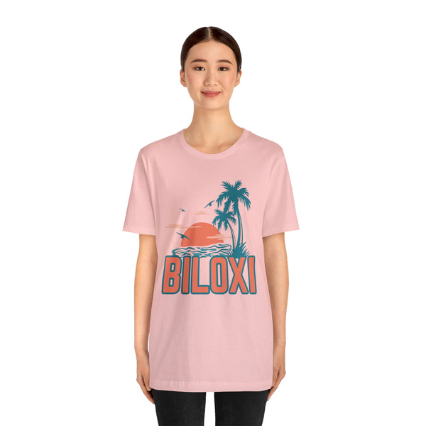 Biloxi, Mississippi T-Shirt - Retro Palm Tree & Beach Unisex Biloxi Shirt