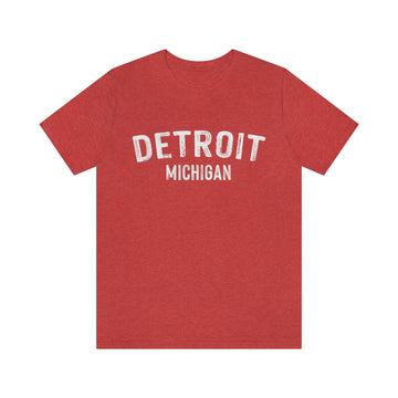Buy heather-red Detroit, Michigan Shirt - Paint Text Unisex Detroit T-Shirt