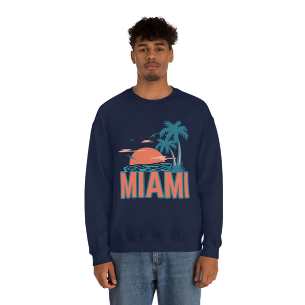 Miami, Florida Sweatshirt - Unisex Retro Palm Tree Crewneck Miami Sweatshirt