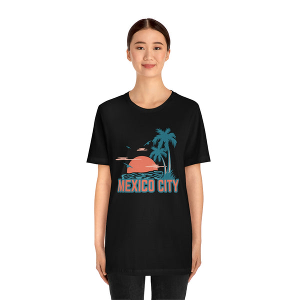 Mexico City, Mexico T-Shirt - Retro Palm Tree & Beach Unisex Mexico City Shirt