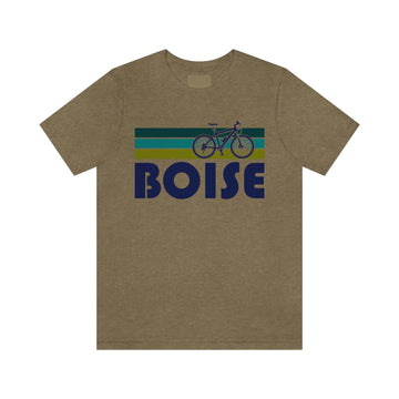 Buy heather-olive Boise T-Shirt - Retro Mountain Bike Adult Unisex Boise, Idaho T Shirt