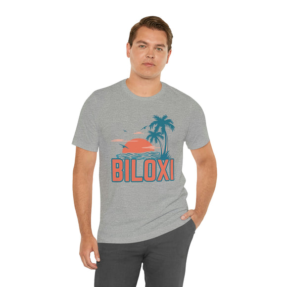 Biloxi, Mississippi T-Shirt - Retro Palm Tree & Beach Unisex Biloxi Shirt