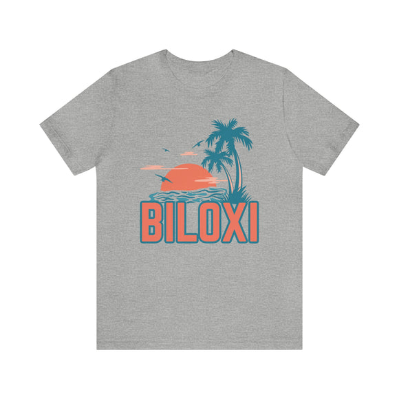 Biloxi, Mississippi T-Shirt - Retro Palm Tree & Beach Unisex Biloxi Shirt