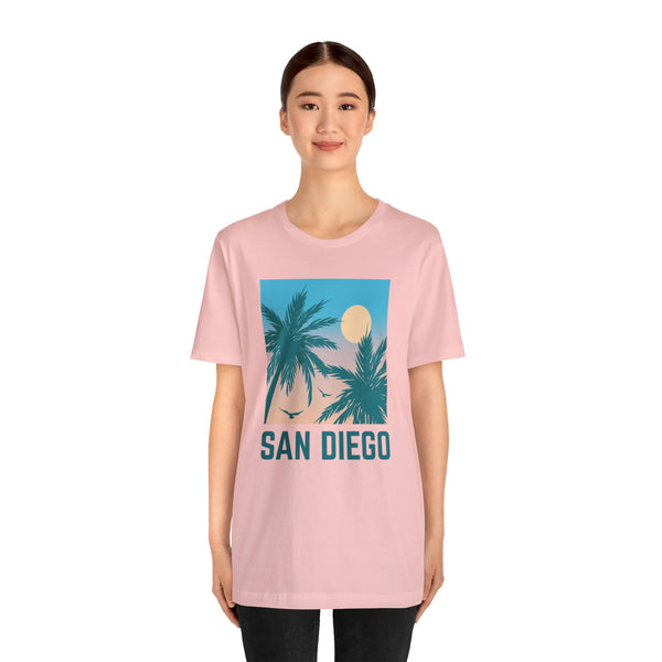 San Diego, California T-Shirt - Retro Palm Tree & Beach Unisex San Diego Shirt