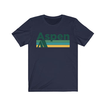 Buy navy Aspen, Colorado T-Shirt - Retro Camping Adult Unisex Aspen T Shirt
