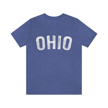 Buy heather-true-royal Ohio T-Shirt - Paint Text Unisex Ohio Shirt
