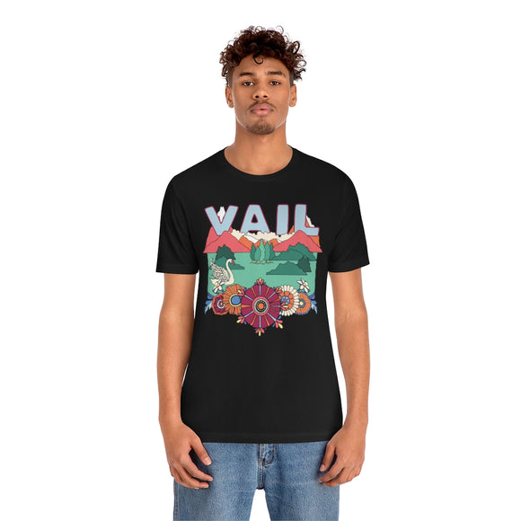 Vail T-Shirt - Retro Mountain / Hippie Style Vail, Colorado Shirt