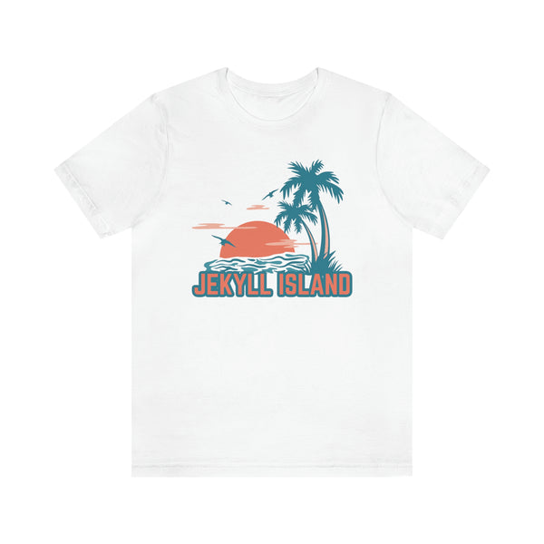 Jekyll Island, Georgia T-Shirt - Retro Palm Tree & Beach Unisex Jekyll Island Shirt