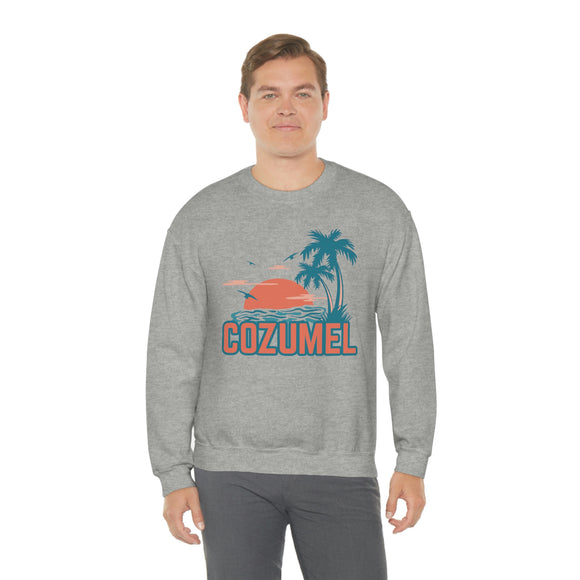 Cozumel, Mexico Sweatshirt - Unisex Retro Palm Tree Crewneck Cozumel Sweatshirt