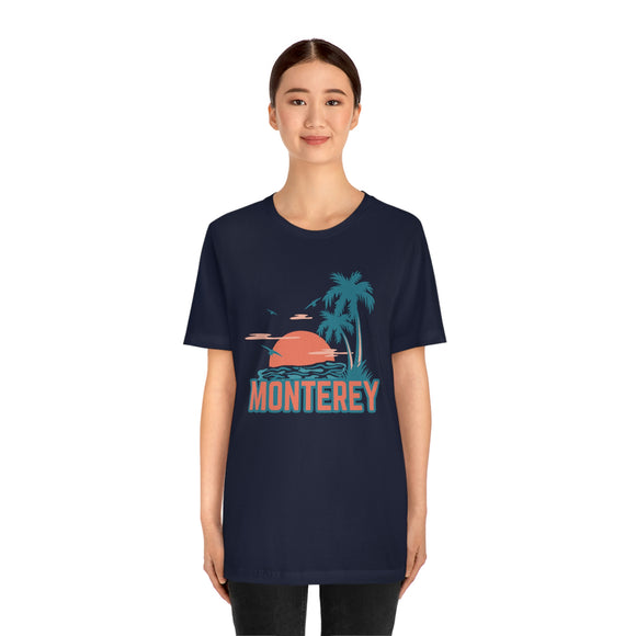 Monterey, California T-Shirt - Retro Palm Tree & Beach Unisex Monterey Shirt