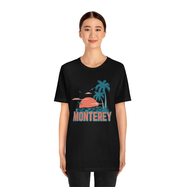 Monterey, California T-Shirt - Retro Palm Tree & Beach Unisex Monterey Shirt