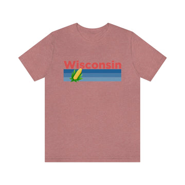 Buy heather-mauve Wisconsin T-Shirt - Retro Corn Unisex Wisconsin Shirt