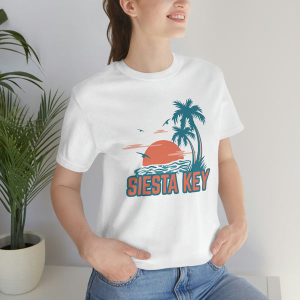 Siesta Key, Florida T-Shirt - Retro Palm Tree & Beach Unisex Siesta Key Shirt