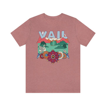 Buy heather-mauve Vail T-Shirt - Retro Mountain / Hippie Style Vail, Colorado Shirt