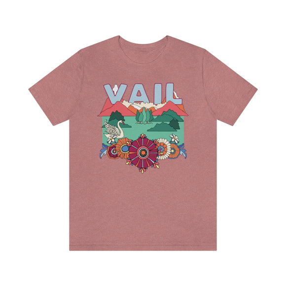 Vail T-Shirt - Retro Mountain / Hippie Style Vail, Colorado Shirt