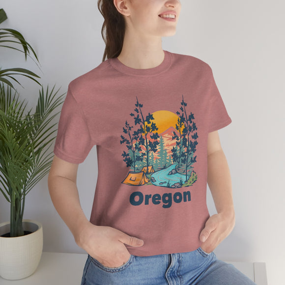 Oregon T-Shirt - Mountain Illustration Unisex Oregon Shirt