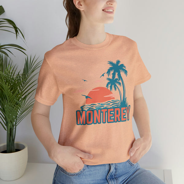 Monterey, California T-Shirt - Retro Palm Tree & Beach Unisex Monterey Shirt