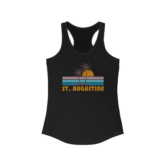 St Augustine, Florida Women's Tank - Retro Palm Tree Women's Racerback St Augustine Tank Top