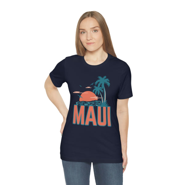 Maui, Hawaii T-Shirt - Retro Palm Tree & Beach Unisex Maui Shirt