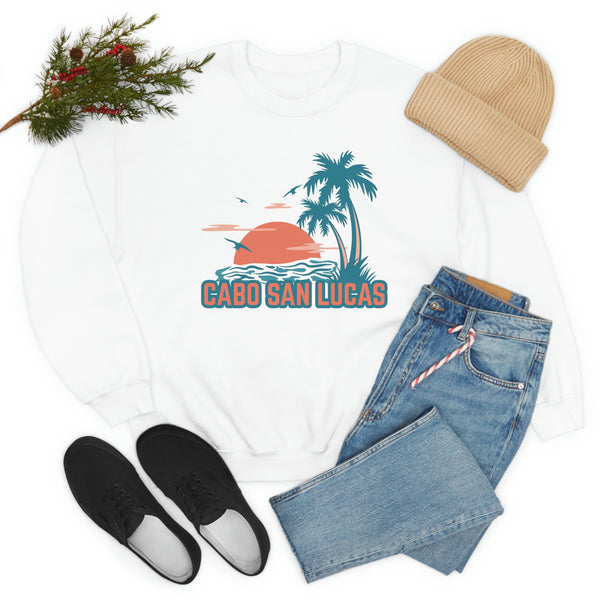 Cabo San Lucas, Mexico Sweatshirt - Unisex Retro Palm Tree Crewneck Cabo San Lucas Sweatshirt