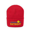 Detroit, Michigan Beanie - Adult Embroidered Retro Sunset Detroit Knit Hat-30
