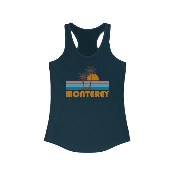 Monterey, California Women's Tank - Retro Palm Tree Women's Racerback Monterey Tank Top