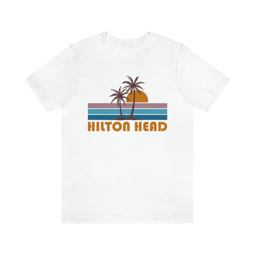 Buy white Hilton Head, South Carolina T-Shirt - Retro Palm Tree Unisex Hilton Head Shirt