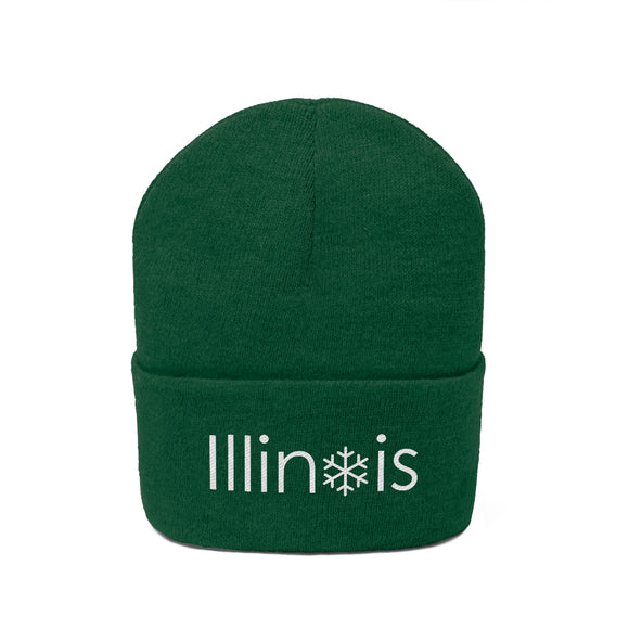 Illinois Knit Beanie - Adult Embroidered Snowflake Illinois Knit Hat