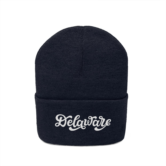Delaware Beanie - Adult Hand Lettered Embroidered Delaware Knit Hat