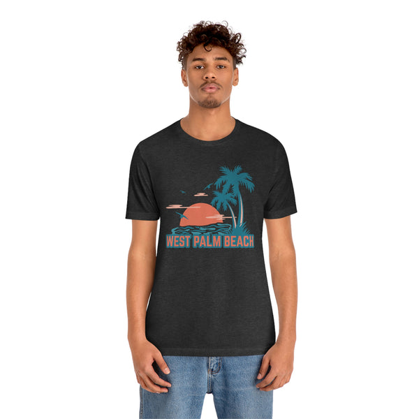 West Palm Beach, Florida T-Shirt - Retro Palm Tree & Beach Unisex West Palm Beach Shirt