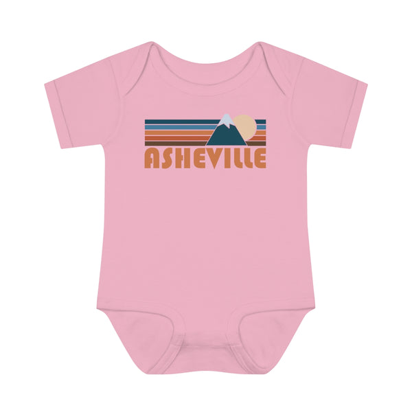 Asheville Baby Bodysuit - Retro Mountain Asheville, North Carolina Baby Bodysuit