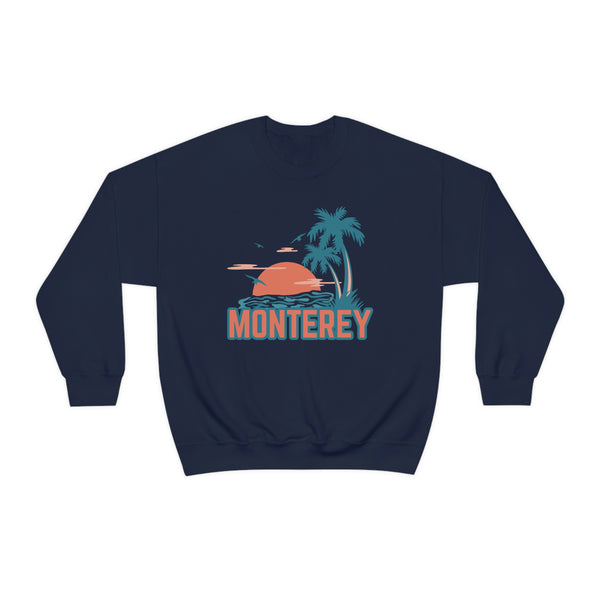 Monterey, California Sweatshirt - Unisex Retro Palm Tree Crewneck Monterey Sweatshirt