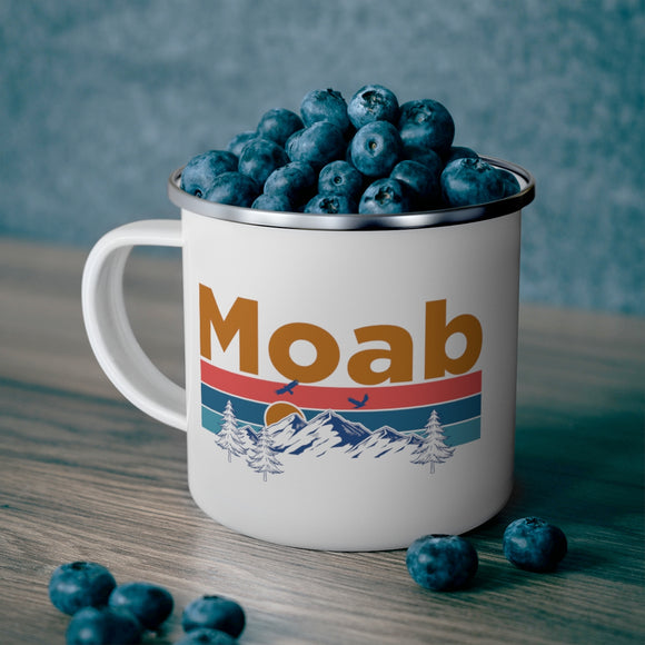 Moab, Utah Camp Mug - Mountain Sunset Enamel Campfire Moab Mug