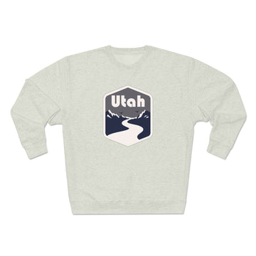 Buy oatmeal-heather Premium Utah Crewneck Sweatshirt - Retro Unisex Sweatshirt