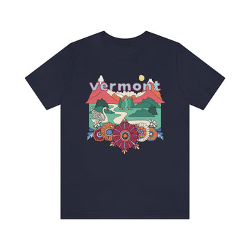Buy navy Vermont Shirt, Vermont Retro T-Shirt, Hippie Style Vermont tee, Vermont Mountain Shirt