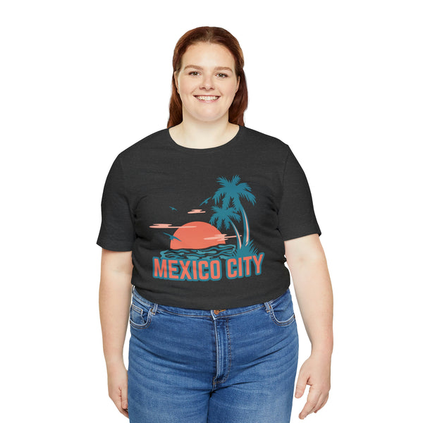 Mexico City, Mexico T-Shirt - Retro Palm Tree & Beach Unisex Mexico City Shirt