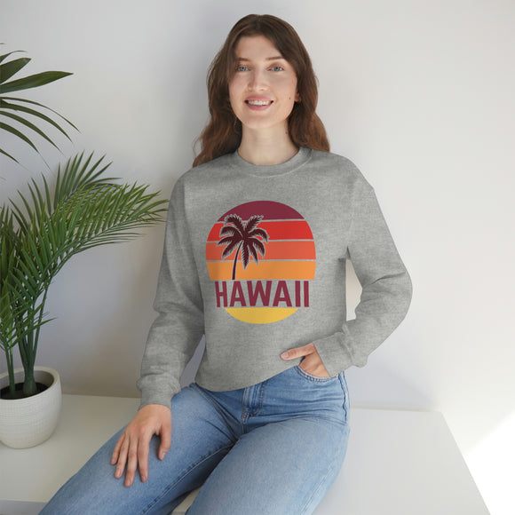 Hawaii Sweatshirt - Unisex Retro Palm Tree Hawaii Crewneck Sweatshirt