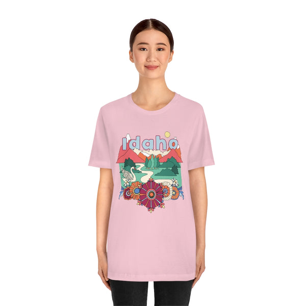 Idaho T-Shirt - Retro Mountain / Hippie Style Idaho Shirt