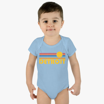 Detroit Baby Bodysuit - Retro Sun Detroit, Michigan Baby Bodysuit - 0