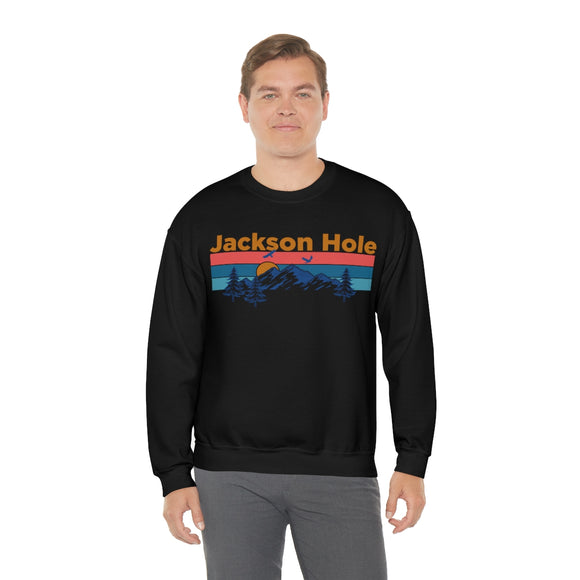 Jackson Hole, Wyoming Sweatshirt - Mountain & Birds Unisex