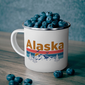 Alaska Camp Mug - Mountain Sunset Enamel Campfire Alaska Mug