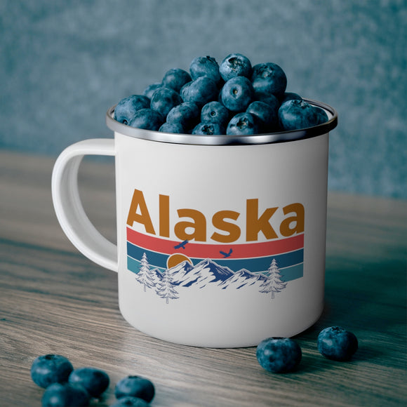 Alaska Camp Mug - Mountain Sunset Enamel Campfire Alaska Mug
