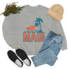 Maui, Hawaii Sweatshirt - Unisex Retro Palm Tree Crewneck Maui Sweatshirt