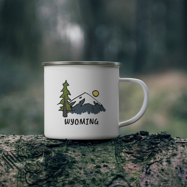 Wyoming Camp Mug - Retro Enamel Camping Wyoming Mug