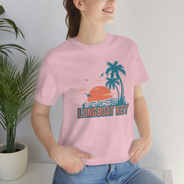 Longboat Key, Florida T-Shirt - Retro Palm Tree & Beach Unisex Longboat Key Shirt