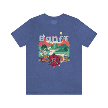 Buy heather-true-royal Banff Shirt, Canada Retro T-Shirt, Hippie Style Canada tee, Banff Mountain Shirt