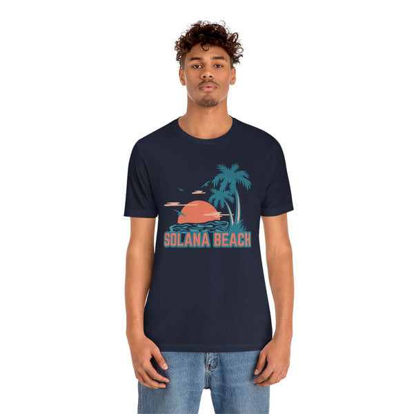 Solana Beach, California T-Shirt - Retro Palm Tree & Beach Unisex Solana Beach Shirt