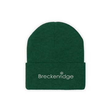 Buy hunter-green Breckenridge, Colorado Knit Beanie - Adult Embroidered Snowflake Breckenridge Knit Hat